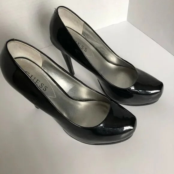Guess Black Patent Leather 5 Inch Heels, Size 6.5M - Picture 1 of 8